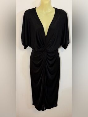 NWT Fashion Nova Full Grown Knot Front Black Dress